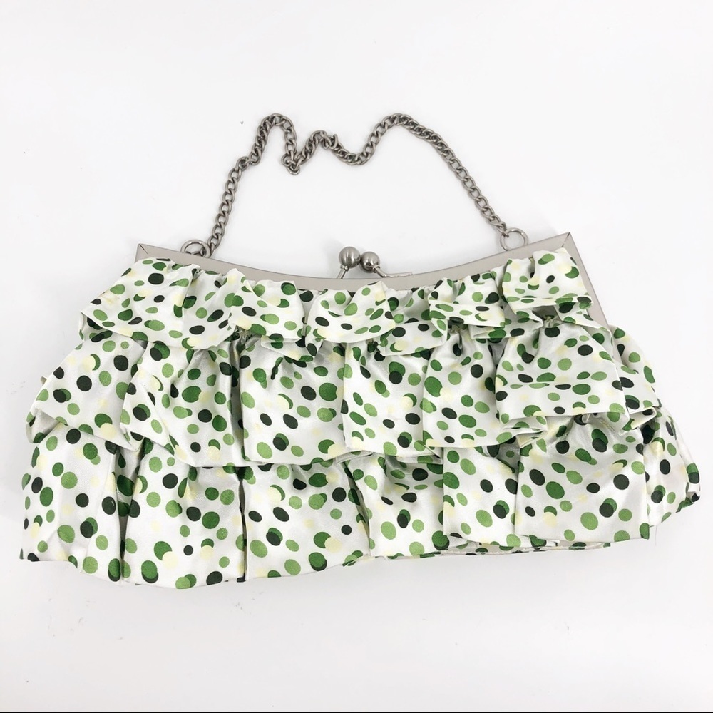 Green Polka Dot Clutch with Chain Strap